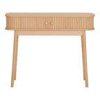 Console Nikko bois naturel 100x30x80,5 cm 2 portes cannelées vue de face