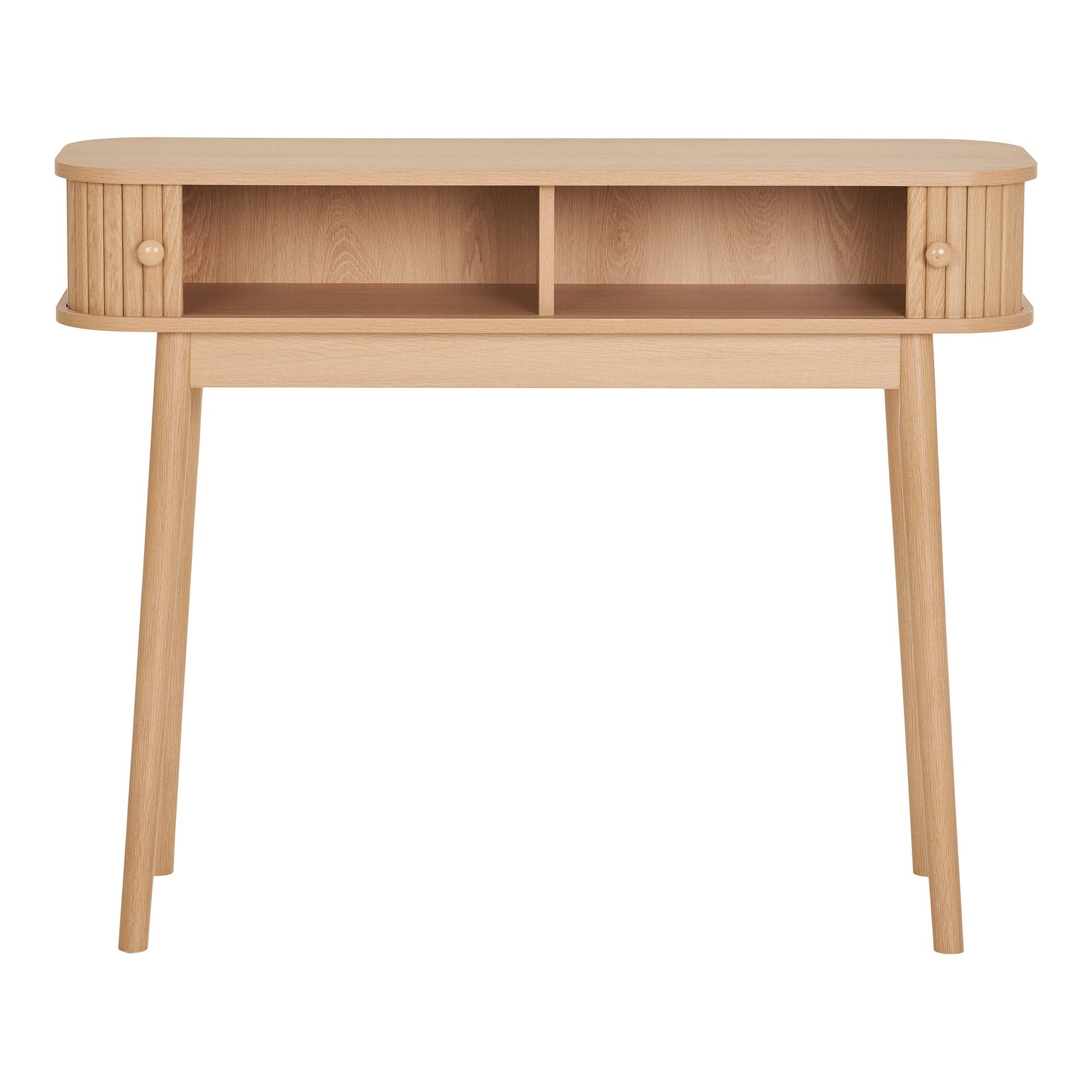 Console Nikko naturel portes ouvertes 2 compartiments intérieurs vue de face
