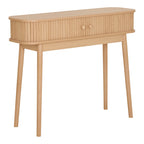 Console Nikko bois pin naturel cannelures boutons sphériques vue trois quarts
