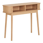 Console Nikko naturel vue trois quarts portes ouvertes rangement intérieur visible