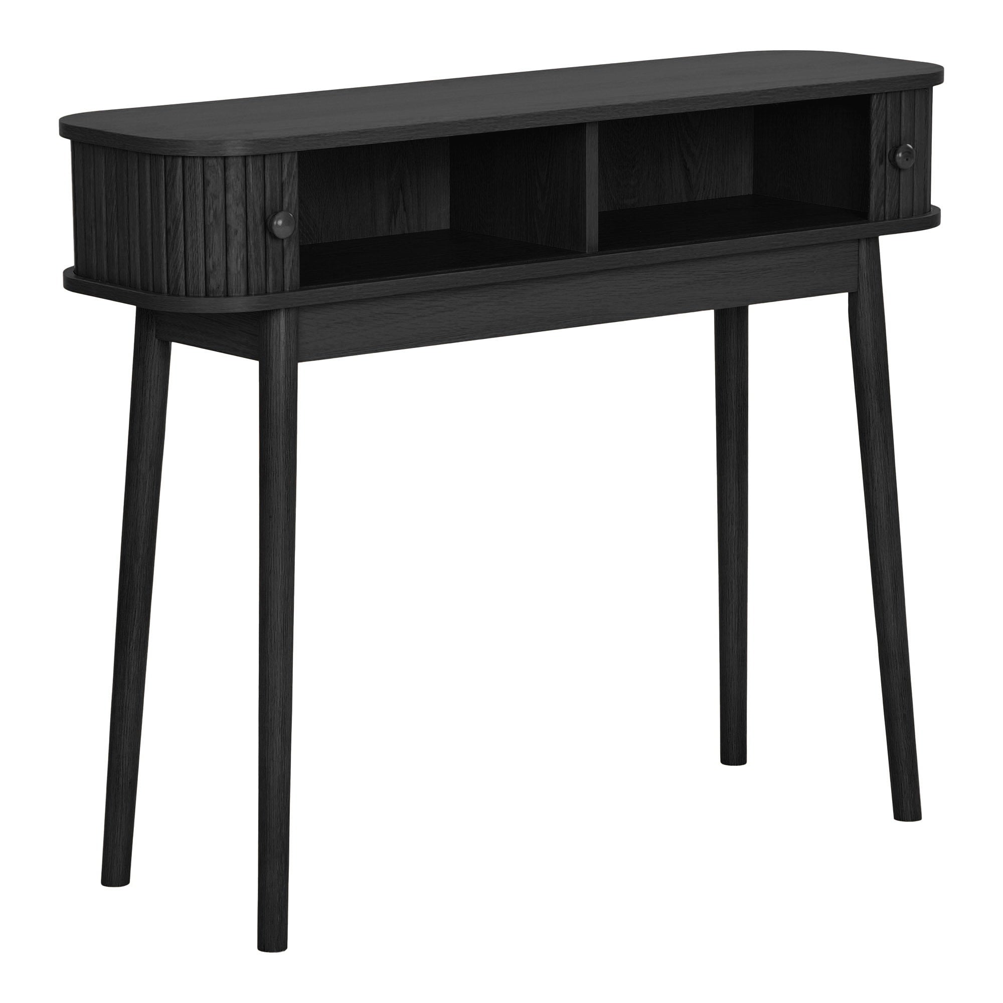 Console Nikko noire cannelée 2 portes 100 cm vue de détail