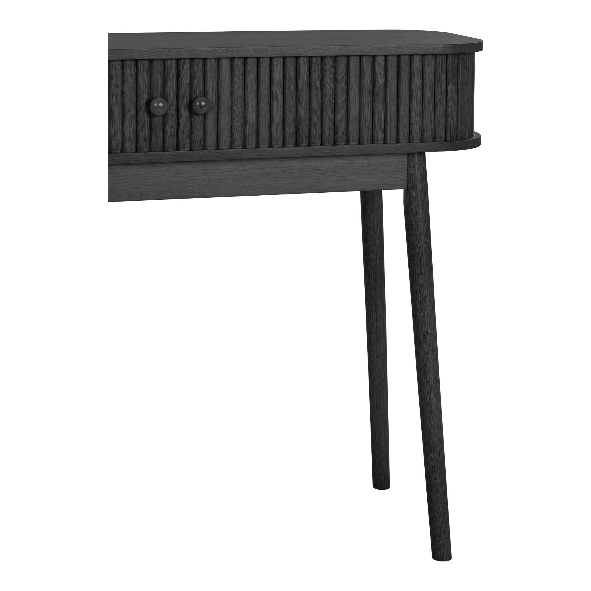Console Nikko noire cannelée 2 portes 100 cm vue de détail