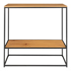 Console Vita 80 cm chêne naturel 2 niveaux structure acier noir vue frontale épurée
