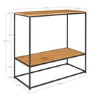 Schéma dimensions console Vita chêne 80x36x80 cm étagère basse h21,5 cm épaisseur plateaux 2,5 cm
