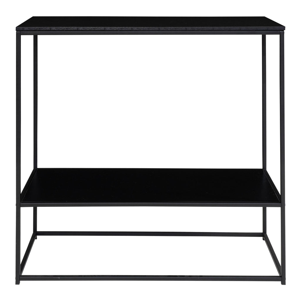 Console Vita noir 80 cm 2 niveaux structure acier noir vue frontale épurée