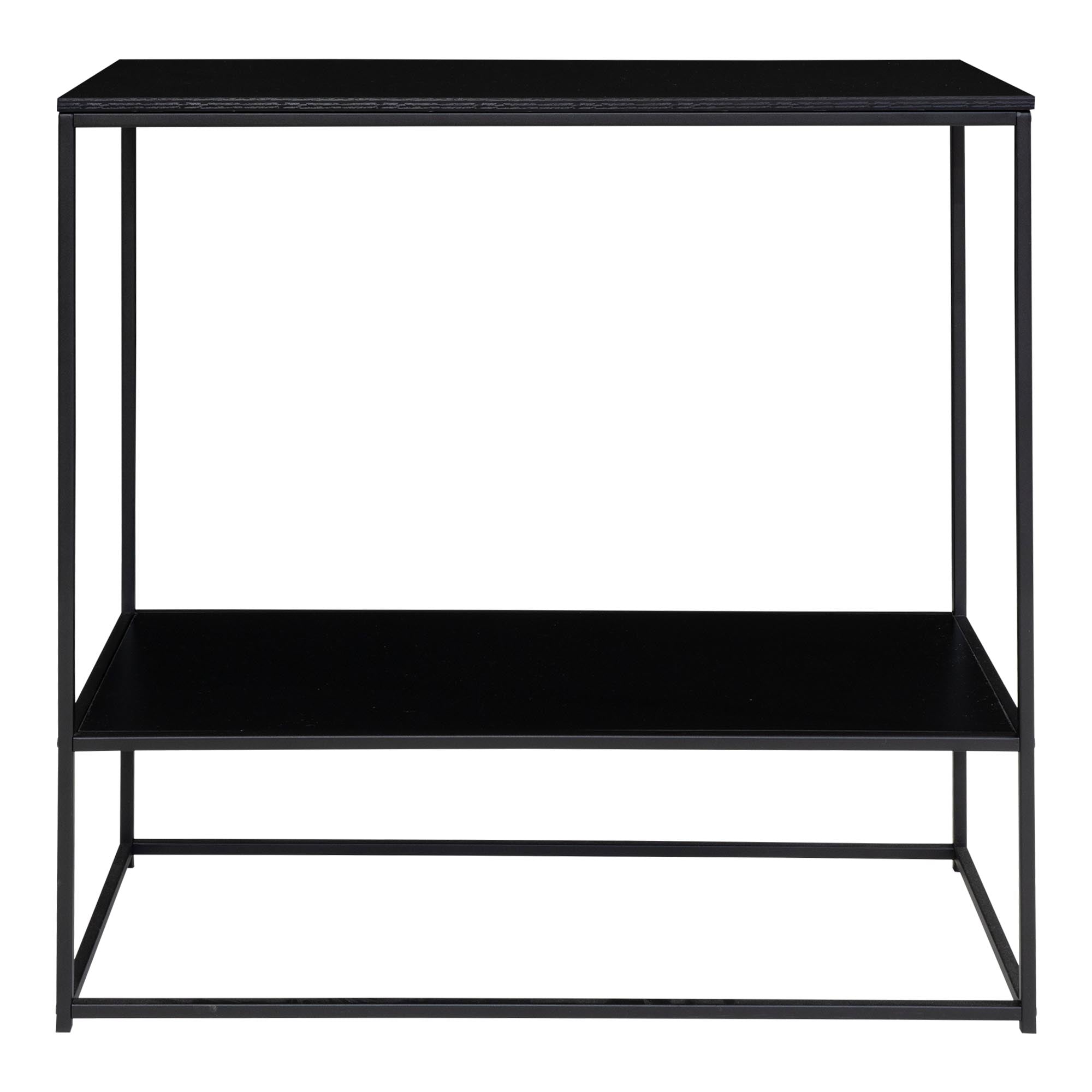 Console Vita noir 80 cm 2 niveaux structure acier noir vue frontale épurée