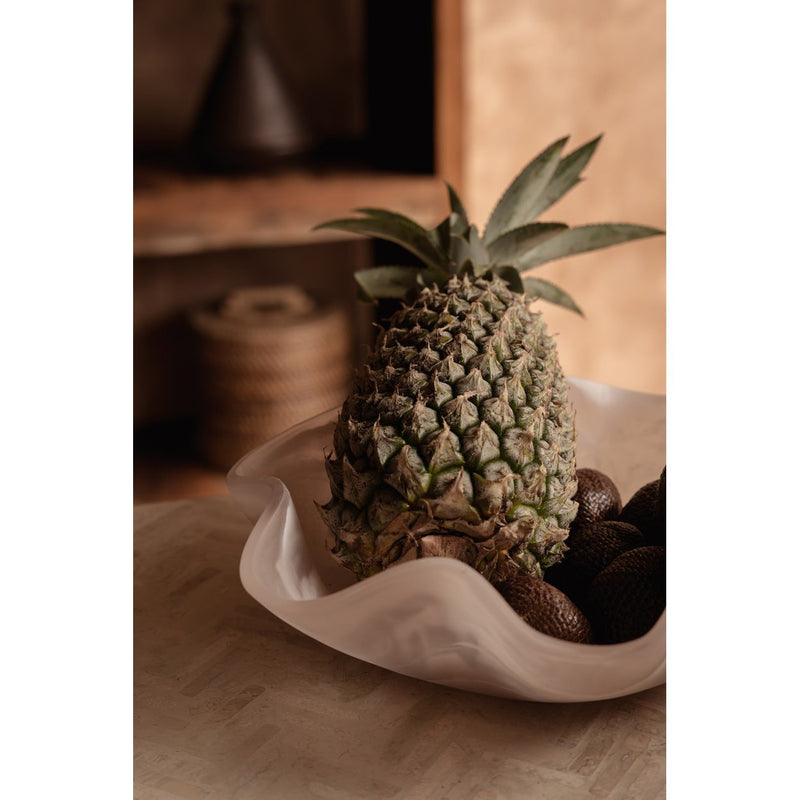 Dimensions Coupe à fruits en résine ondulée rose et blanc 30 cm