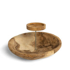 Coupe bougeoir en teck massif à plateau surélevé 29 cm, vue 5