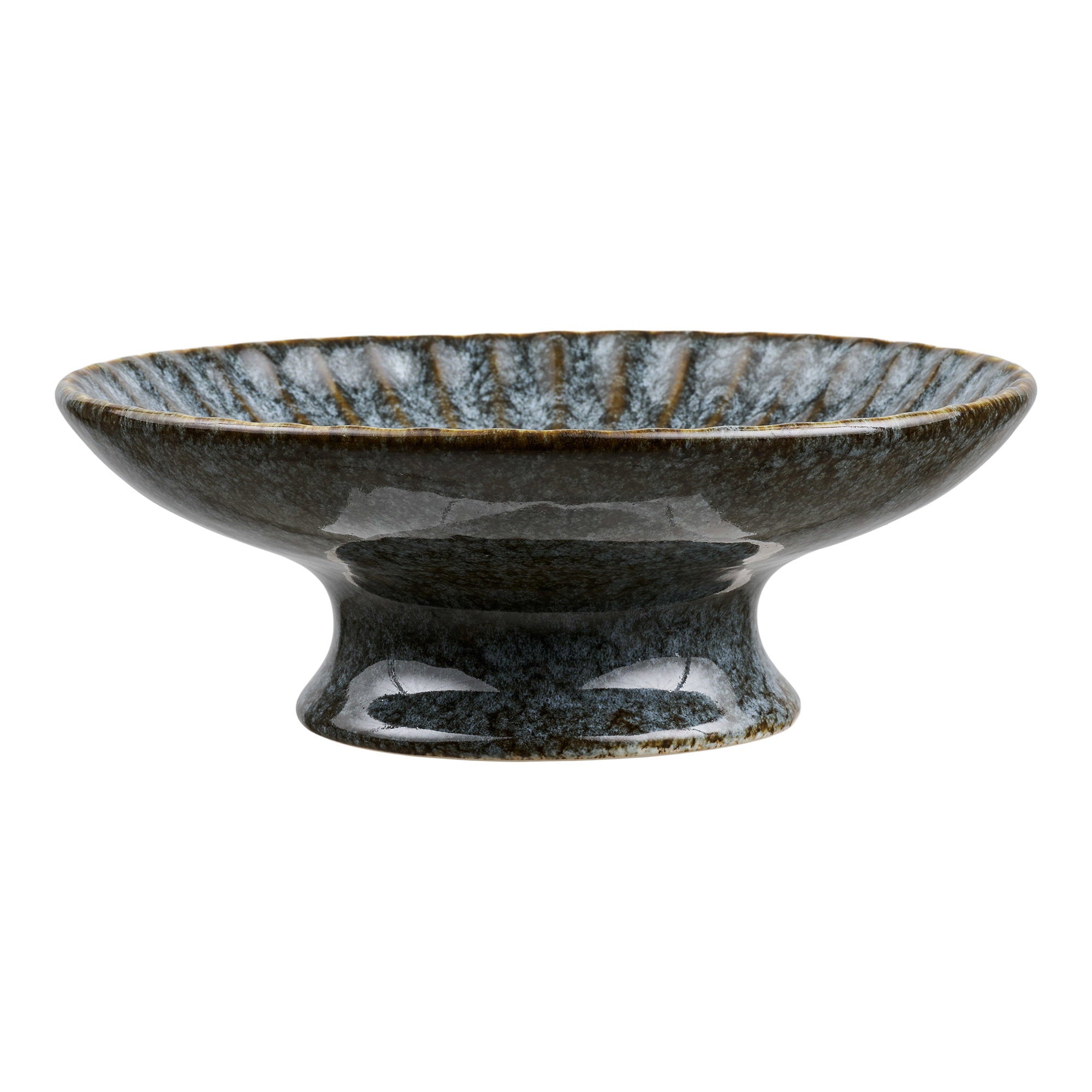 Coupe décorative sur pied céramique bleu lagon vue de face