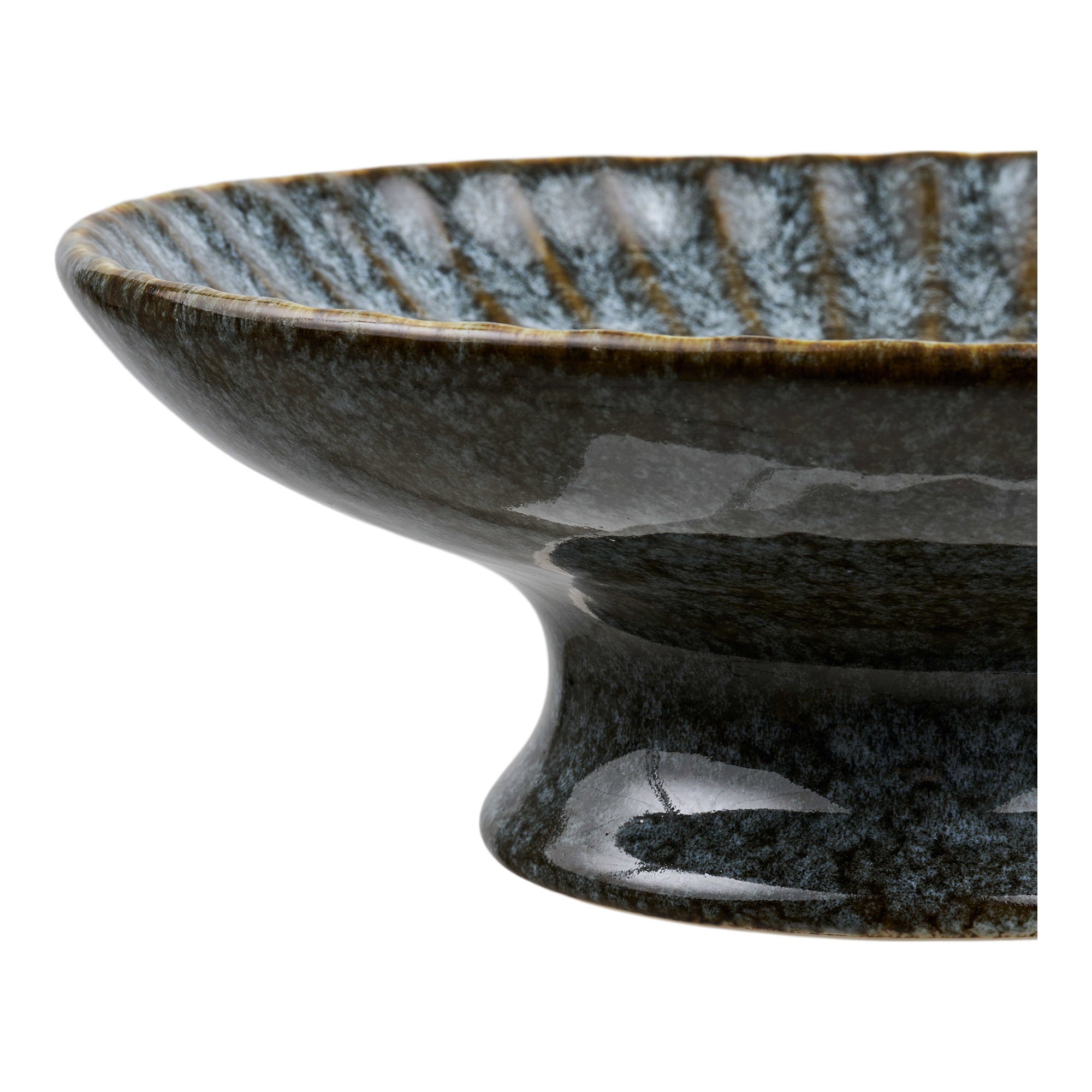 Coupe décorative sur pied céramique bleu lagon vue de détail