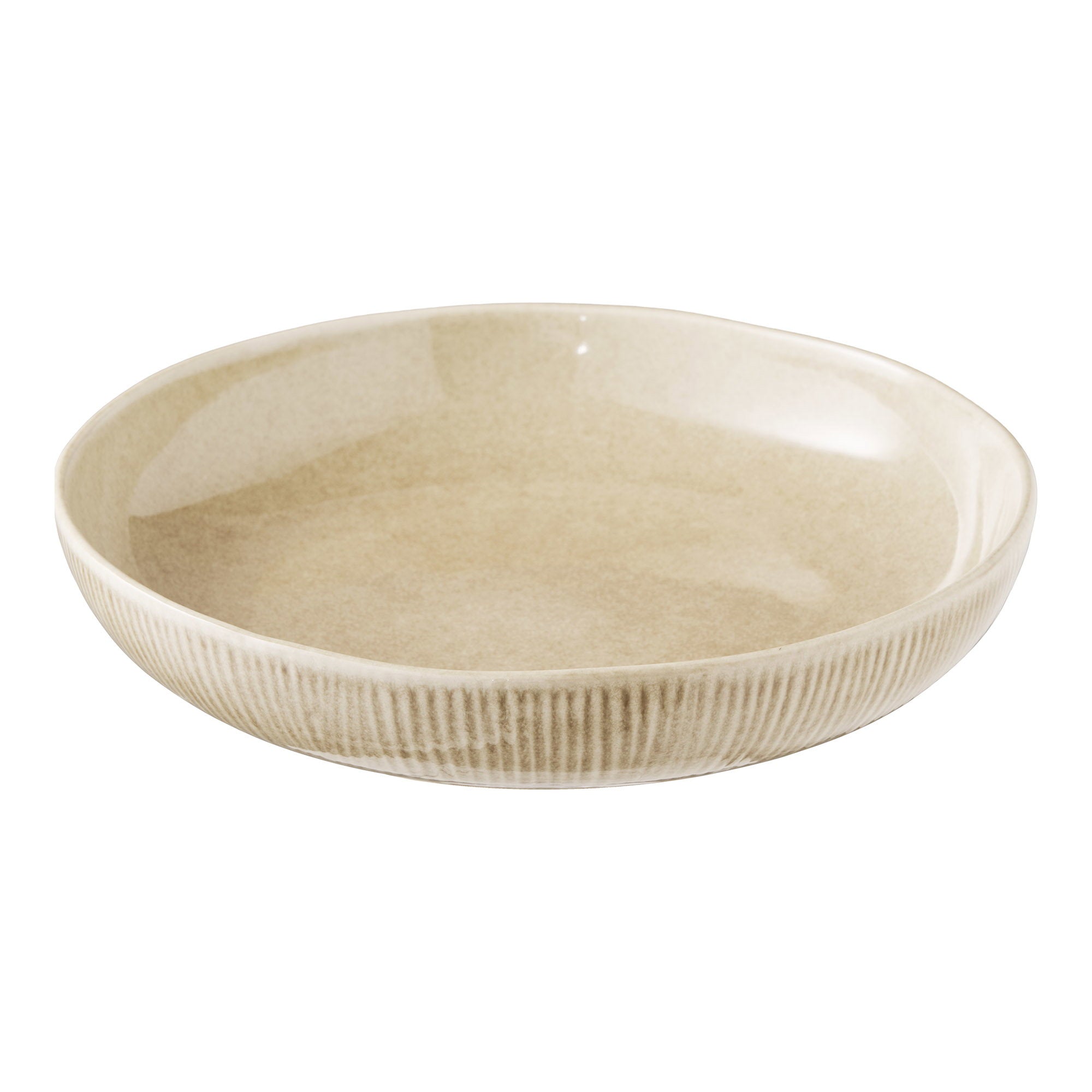 Coupe décorative Viola céramique côtelée beige 27 cm vue de face