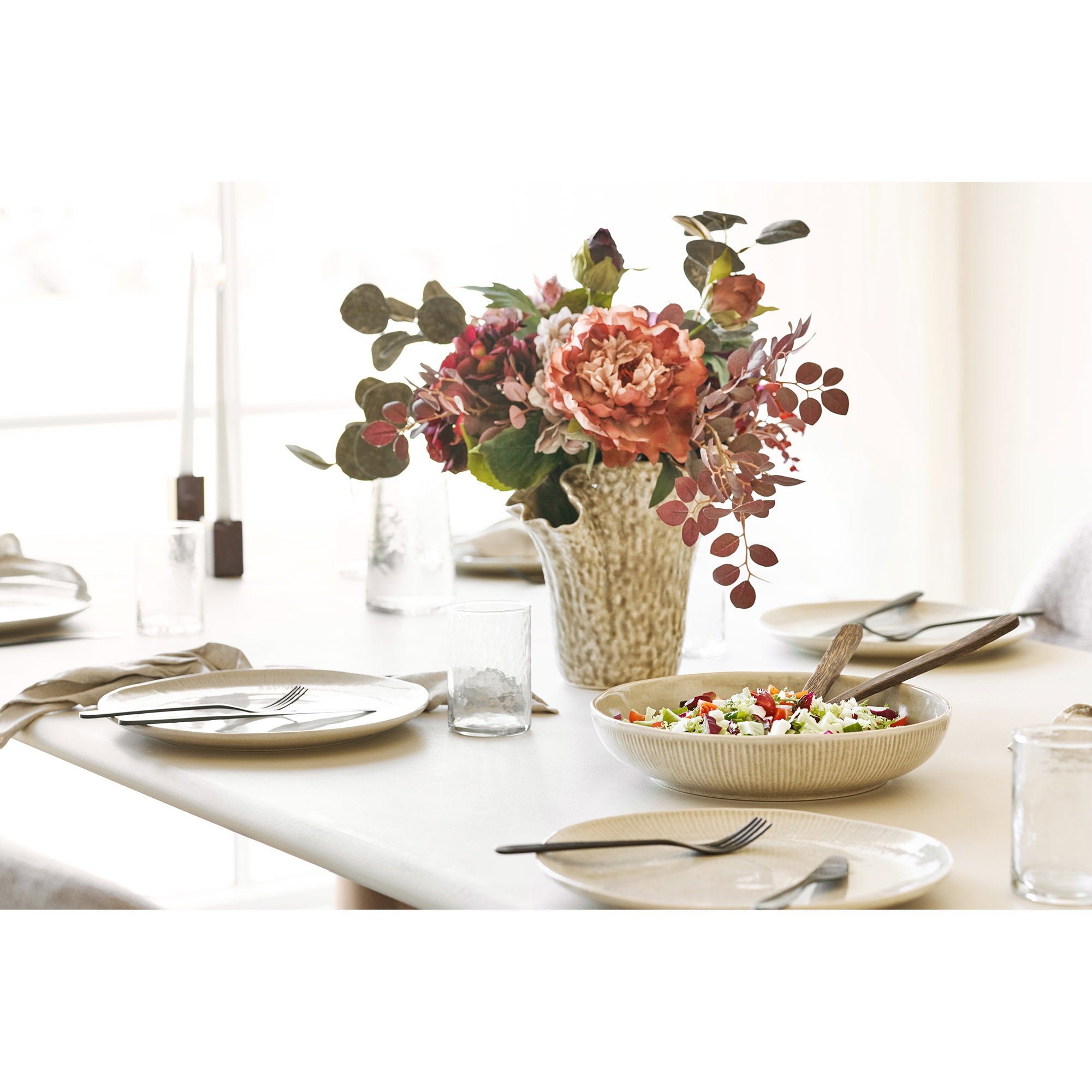 Coupe décorative Viola céramique côtelée beige 27 cm vue de détail