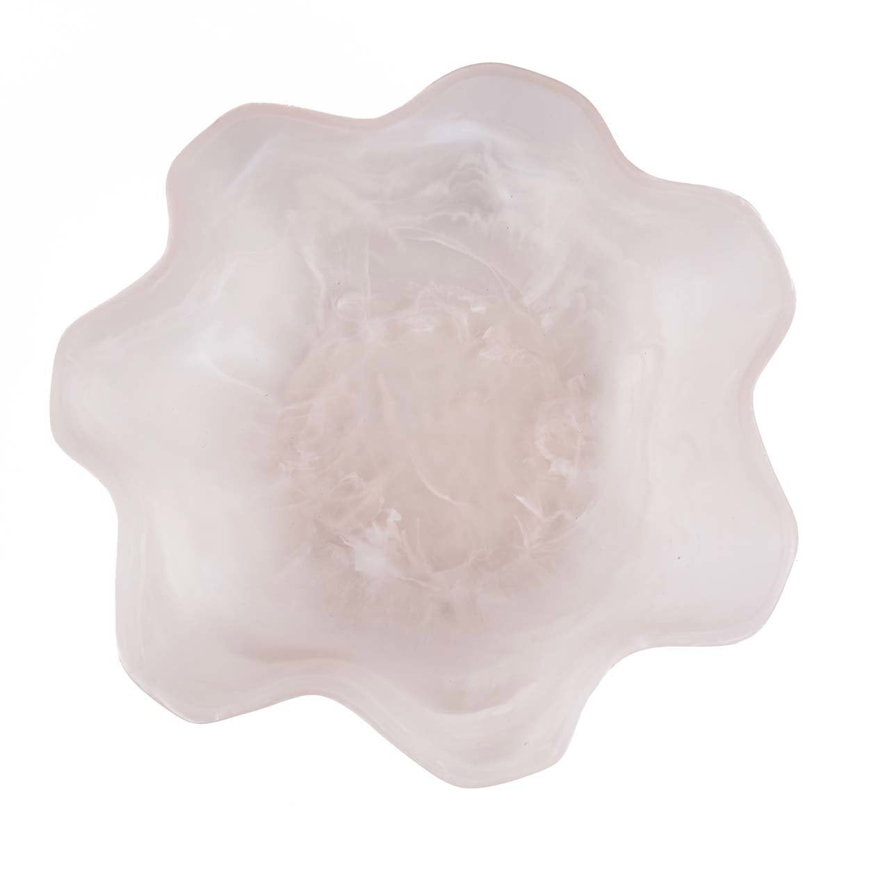 Coupe à fruits en résine ondulée rose et blanc 30 cm, vue 4