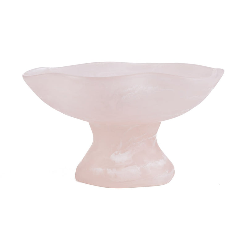 Dimensions Coupe à fruits sur pied en résine rose marbrée 27 cm