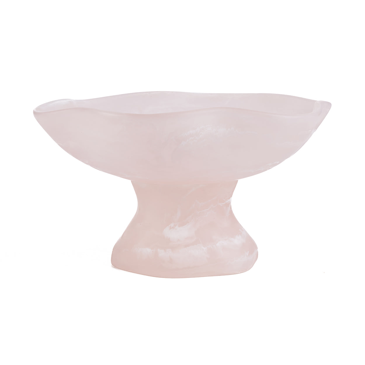Coupe à fruits sur pied en résine rose marbrée 27 cm