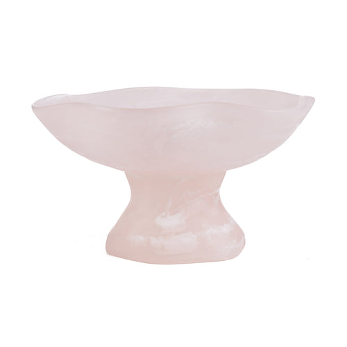 Coupe à fruits sur pied en résine rose marbrée 27 cm