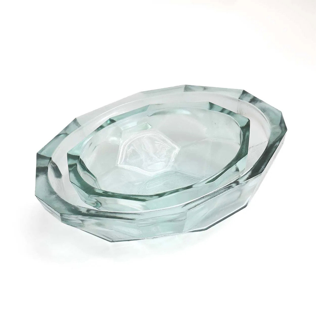 Coupe Origami en verre recyclé à facettes 25 cm, vue 3