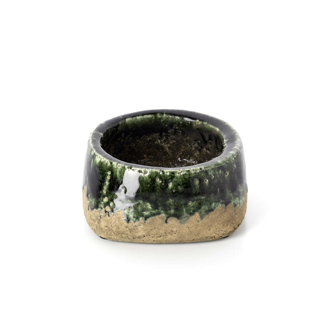Coupe à planter Moss en grès vert 16 cm, vue 3
