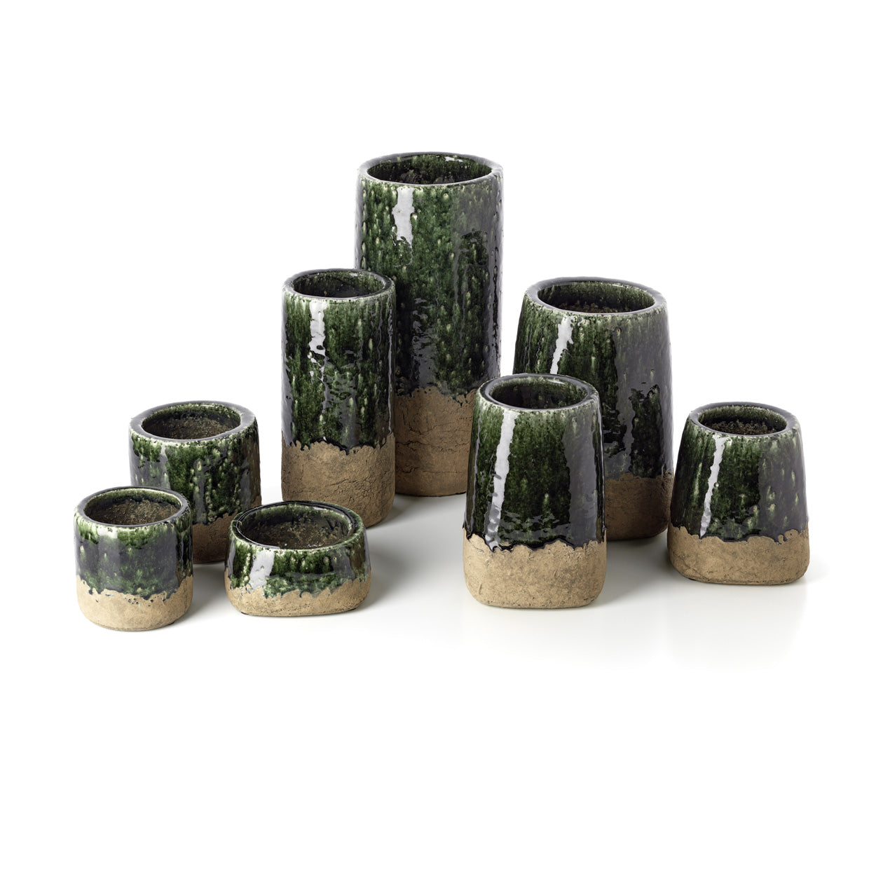 Coupe à planter Moss en grès vert 16 cm, vue 5