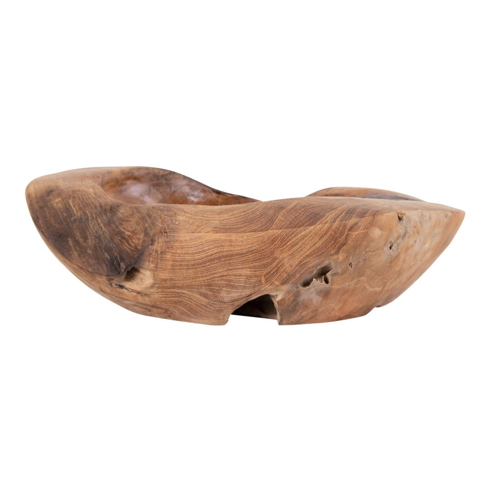 Coupe Rio teck massif naturel ø30 cm profil veinage bois organique artisanal