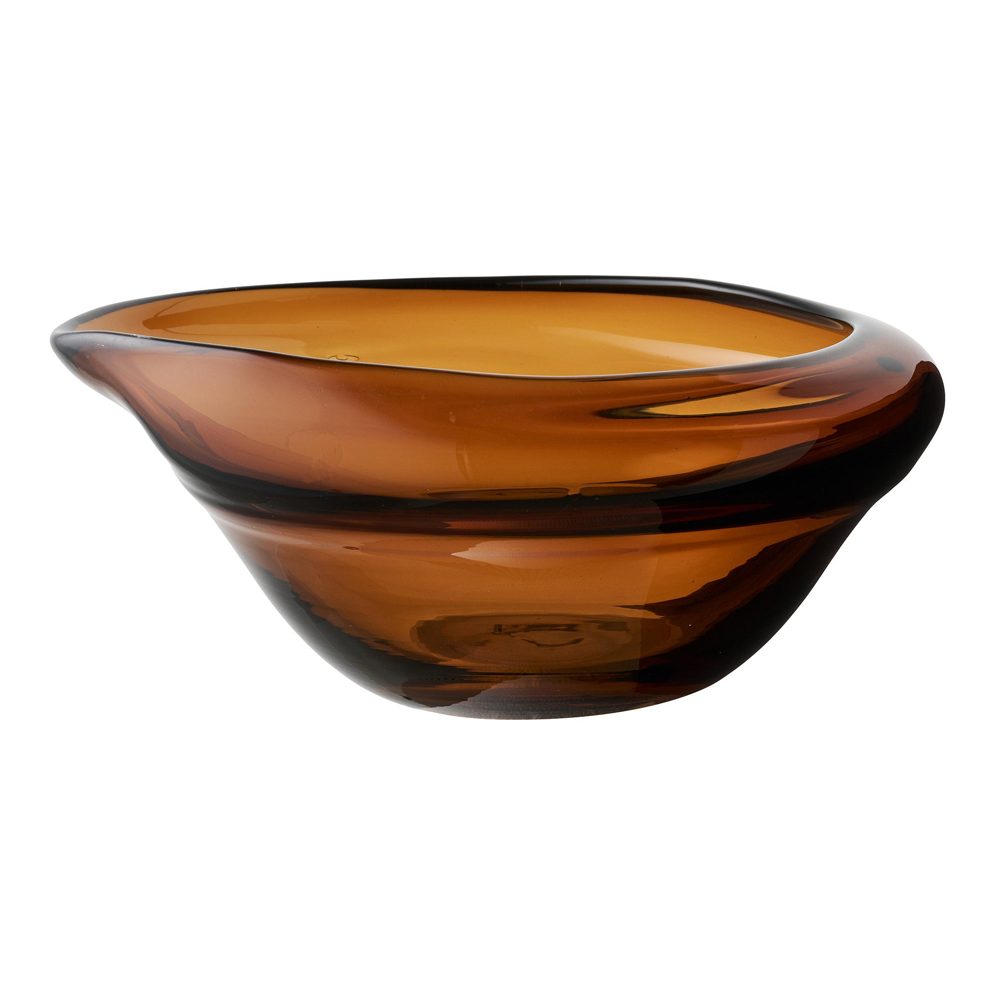 Coupe décorative verre soufflé bouche ambré fumé 29x26 cm vue trois quarts