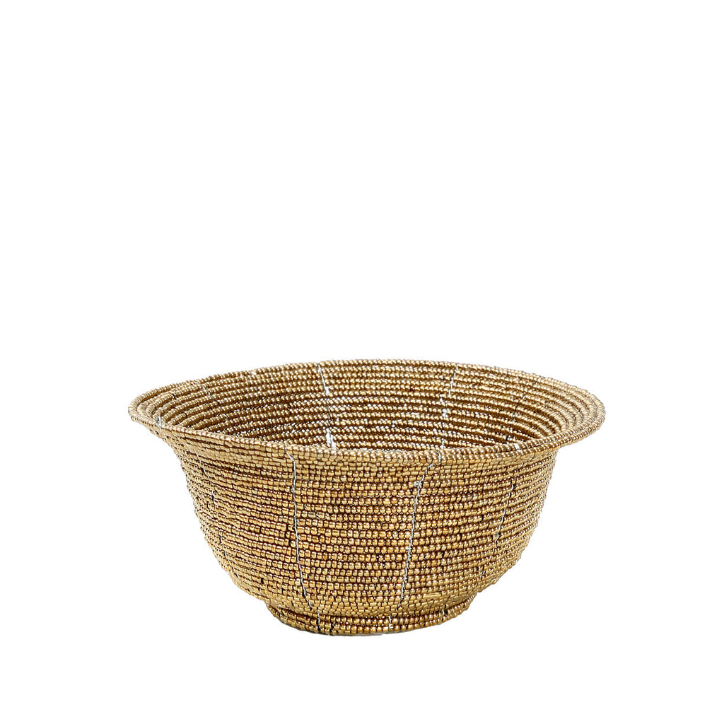 Coupelle en perles de rocaille dorées 13 cm