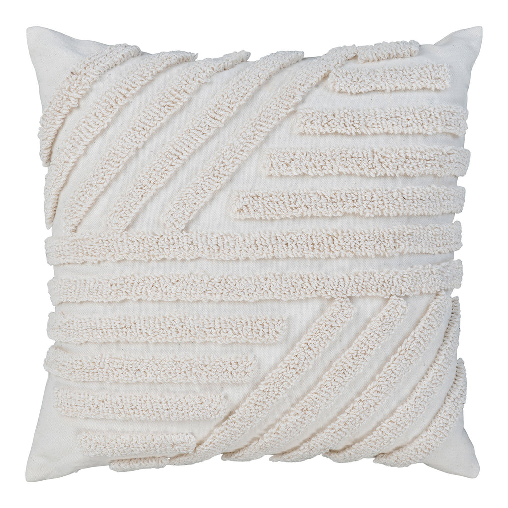 Coussin Albany blanc 45x45 cm tufté motif relief graphique arc de cercle vue de face