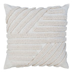 Coussin Albany blanc 45x45 cm tufté motif relief graphique arc de cercle vue de face
