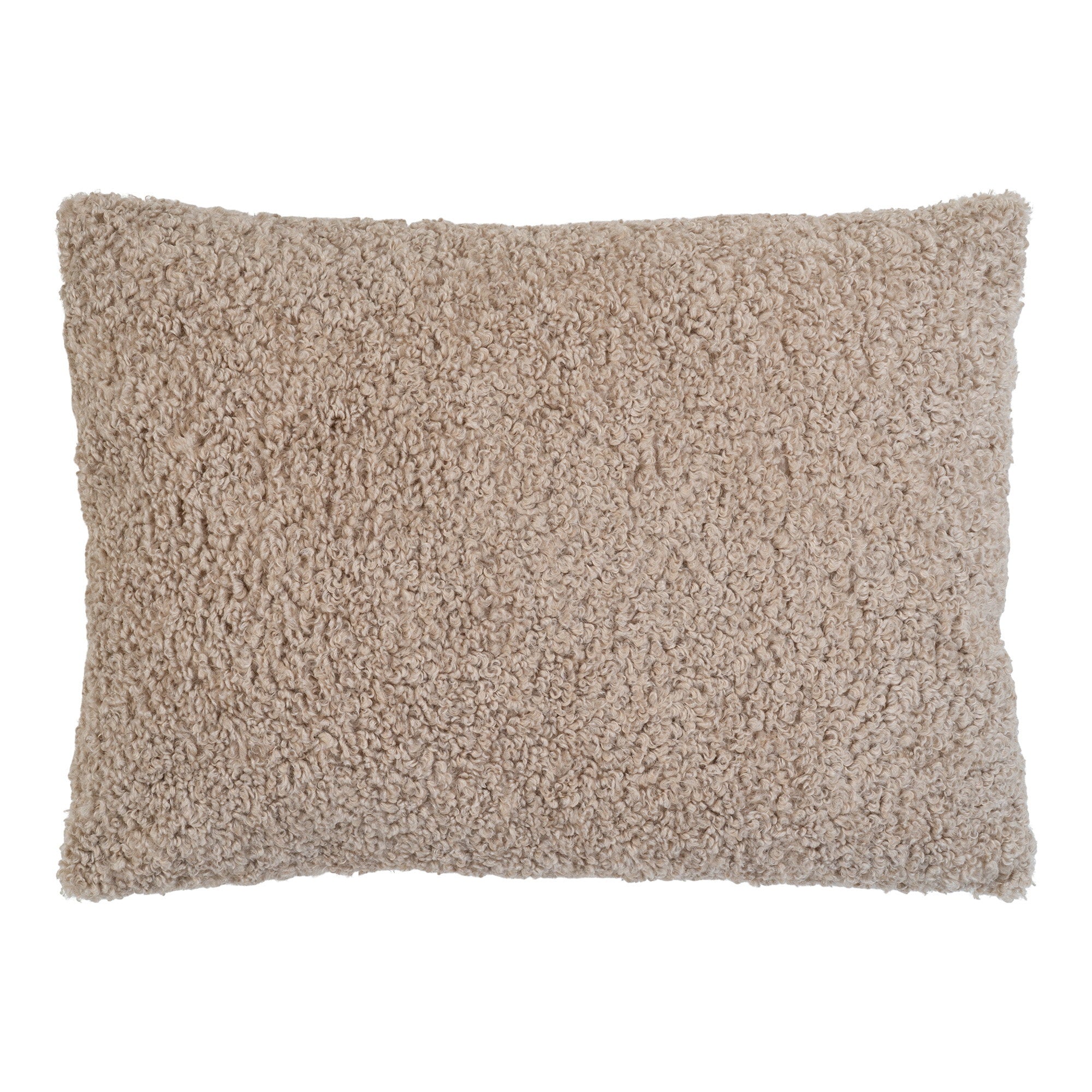 Coussin Tavira bouclé gris-brun 45x60 cm boucles serrées vue de face