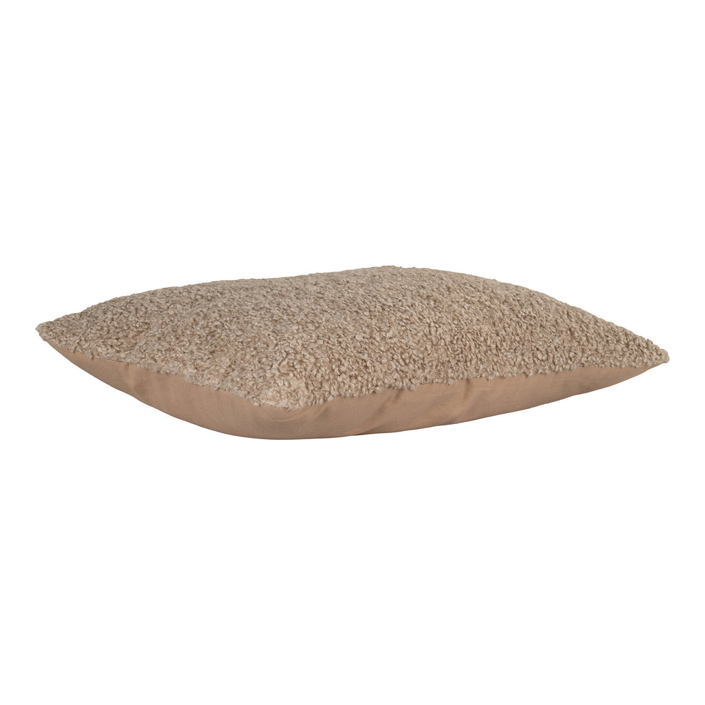 Coussin Tavira bouclé gris-brun 45x60 cm dos coton vue de profil épaisseur