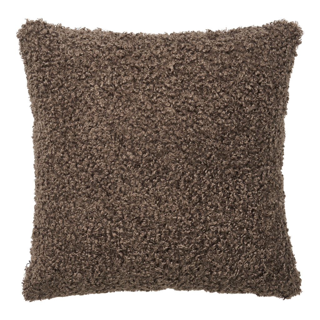 Coussin Tavira bouclé gris foncé anthracite 45x45 cm boucles serrées vue de face