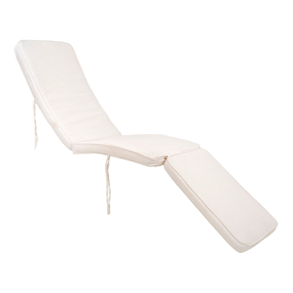 Coussin coton blanc ivoire pour chaise longue Arrecife, forme ergonomique avec lacets