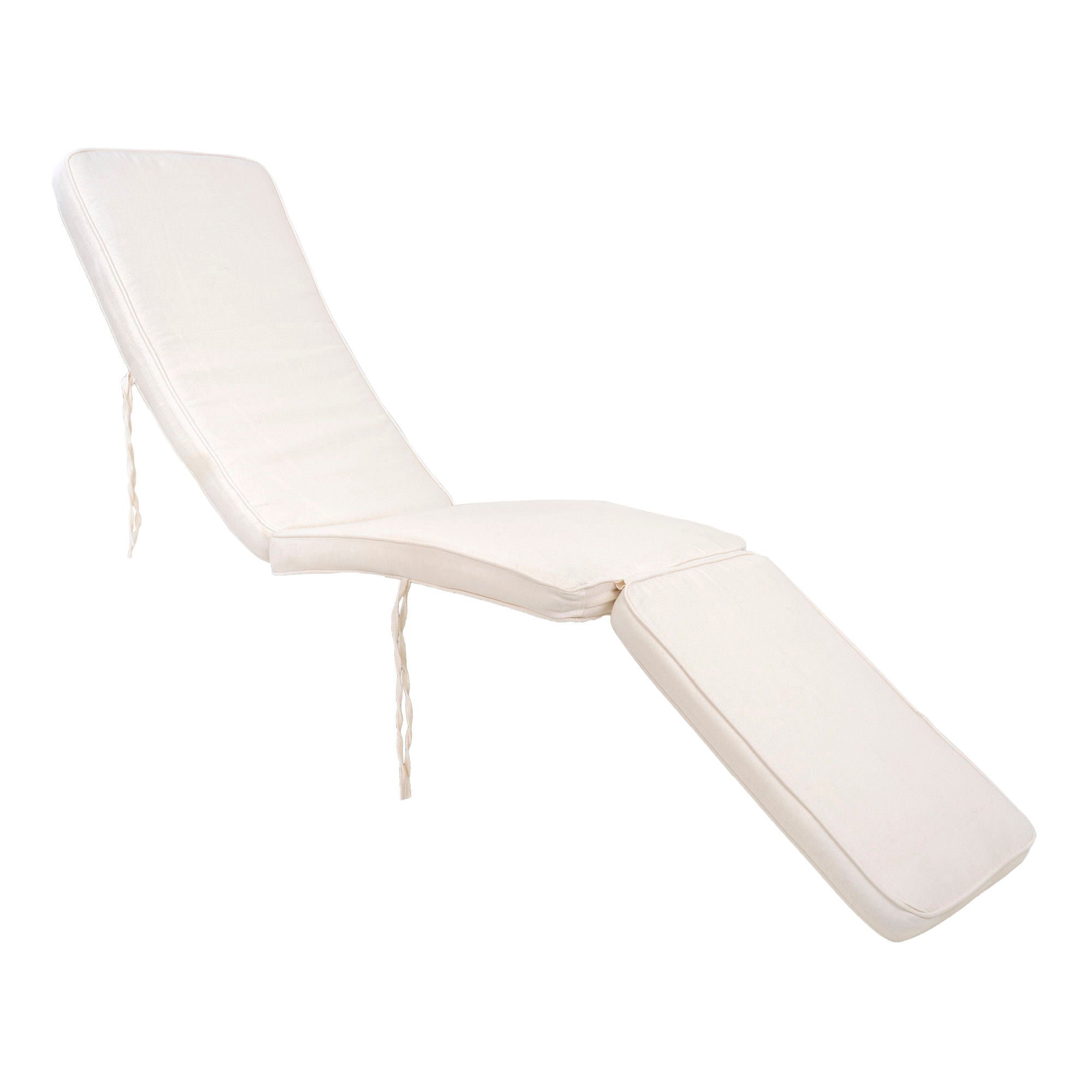 Coussin coton blanc ivoire pour chaise longue Arrecife, forme ergonomique avec lacets