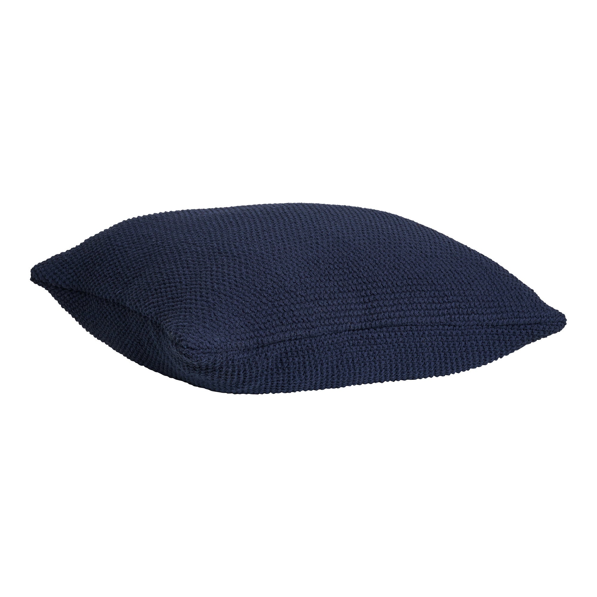 Coussin Santos coton recyclé bleu marine vue de profil épaisseur maille épaisse