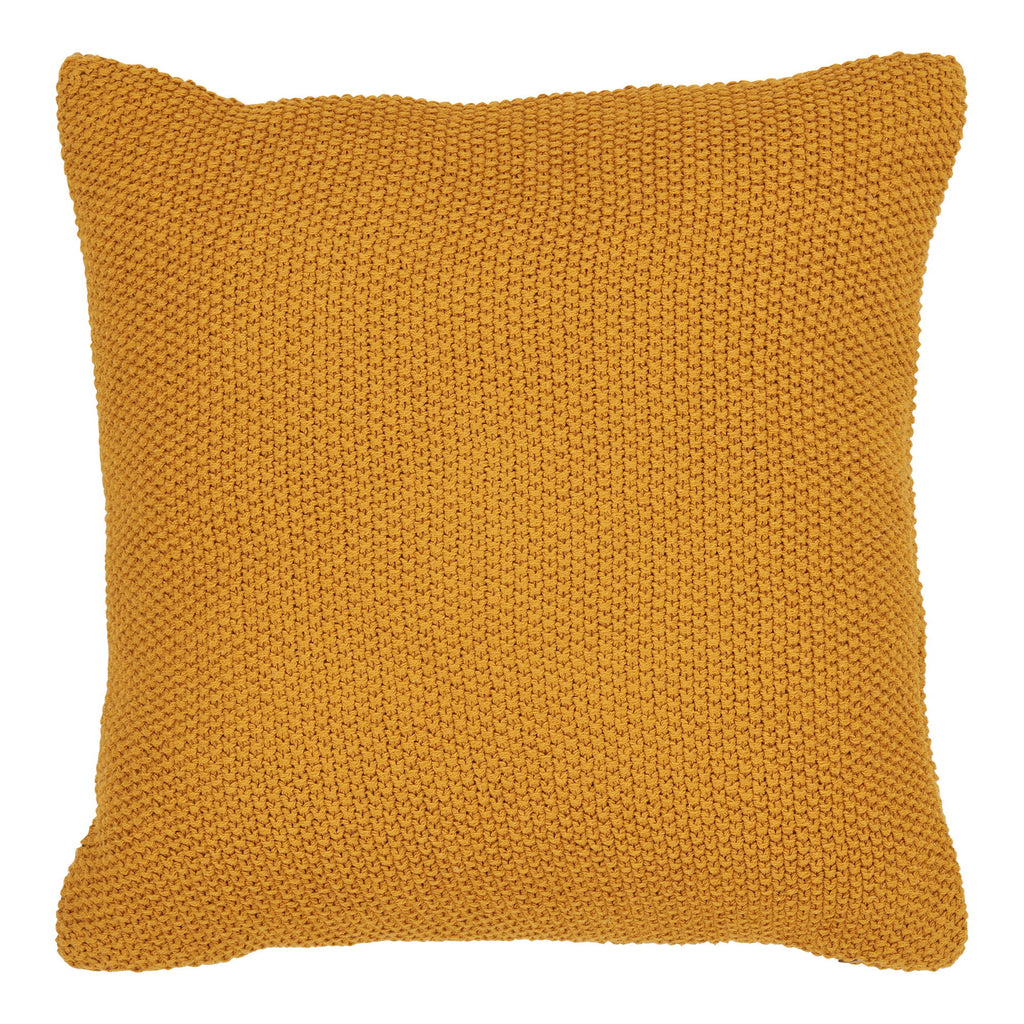 Coussin Santos coton recyclé ocre moutarde tricot mousse 45x45 cm vue de face