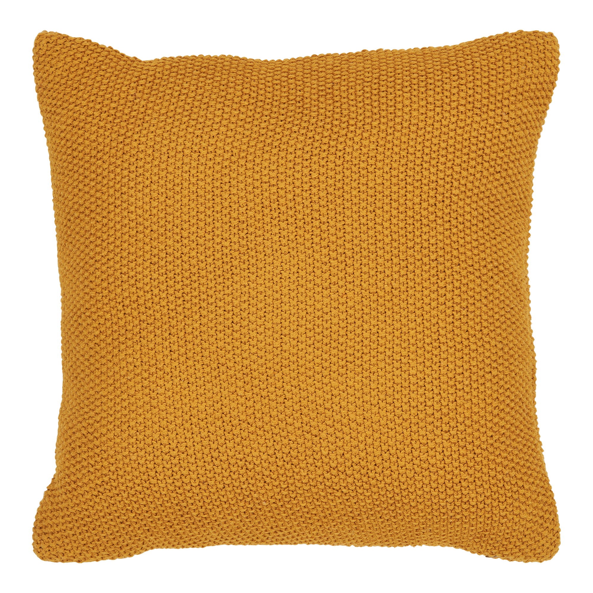 Coussin Santos coton recyclé ocre moutarde tricot mousse 45x45 cm vue de face