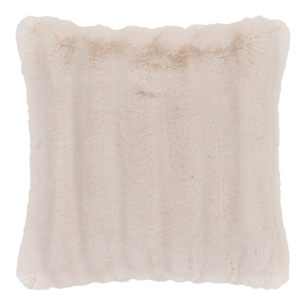 Coussin Galena fausse fourrure blanc ivoire 45x45 cm poils longs vue de face