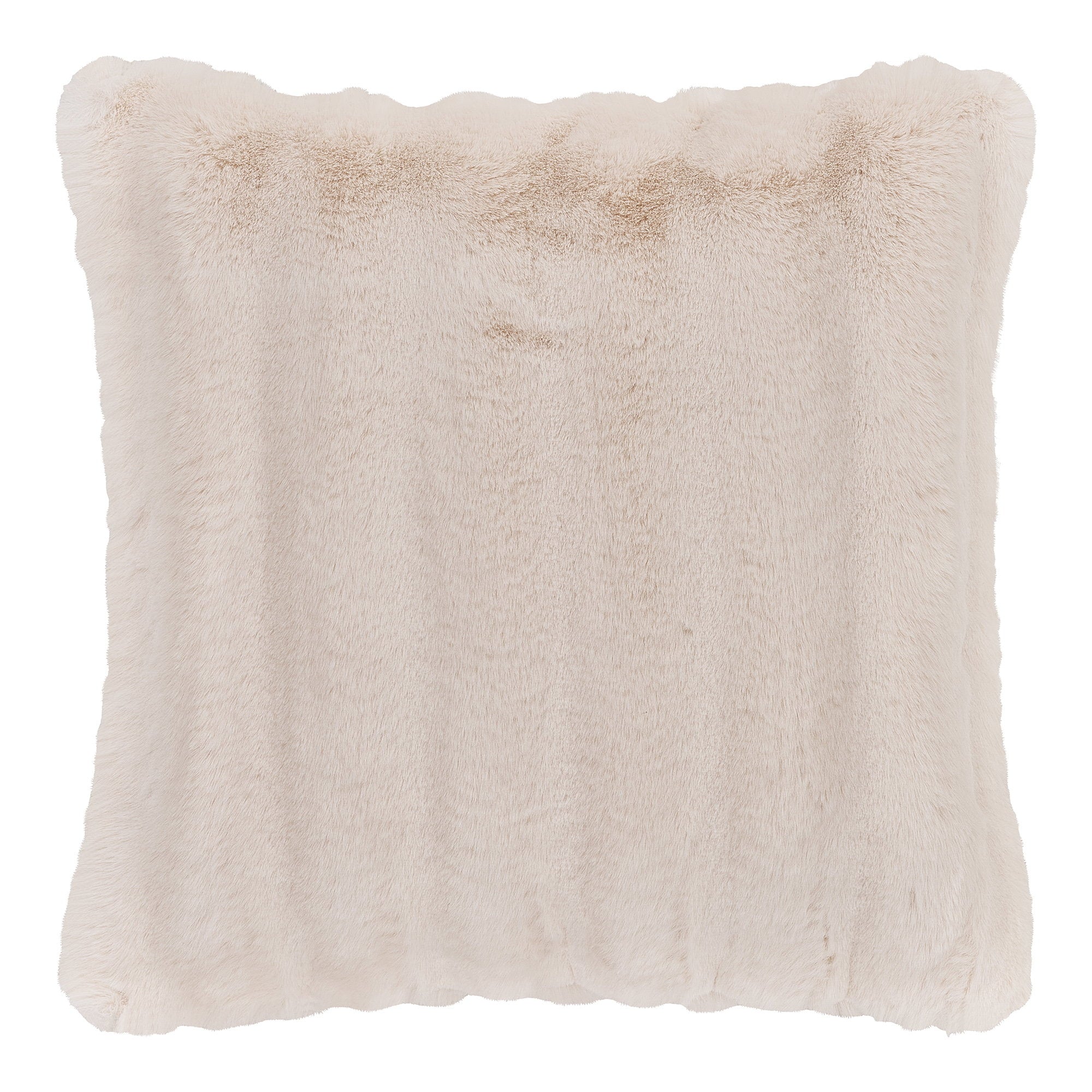 Coussin Galena fausse fourrure blanc ivoire 45x45 cm poils longs vue de face