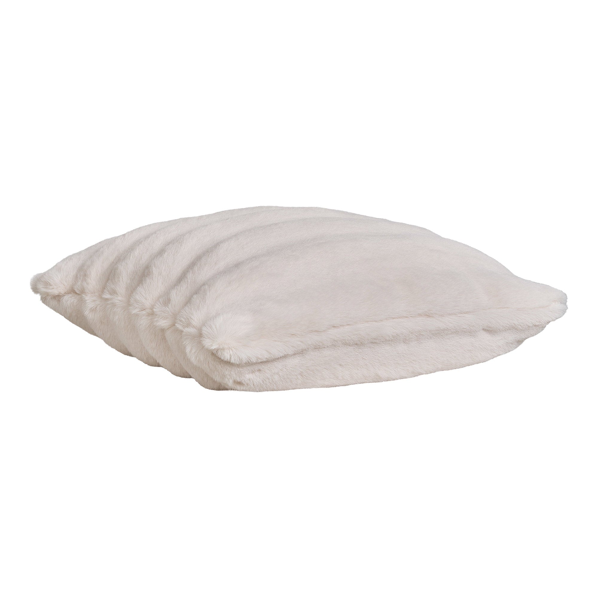Coussin Galena fausse fourrure blanc ivoire vue de profil galbe rembourrage polyester