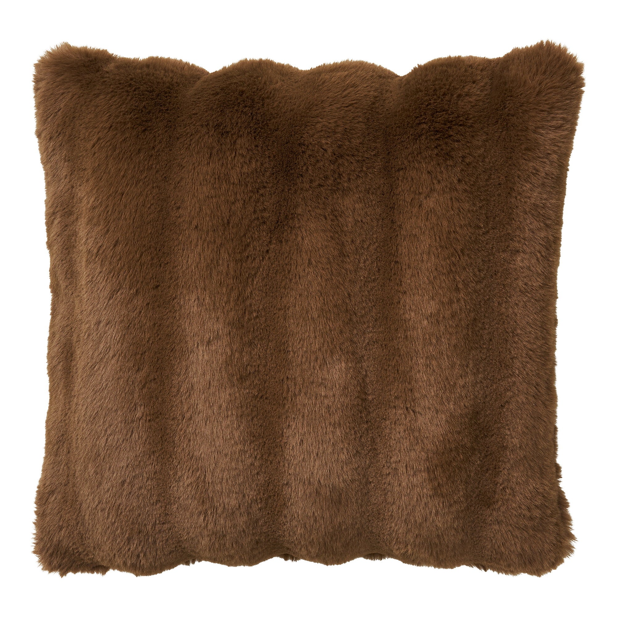 Coussin Galena fausse fourrure marron 45x45 cm vue de face poils longs