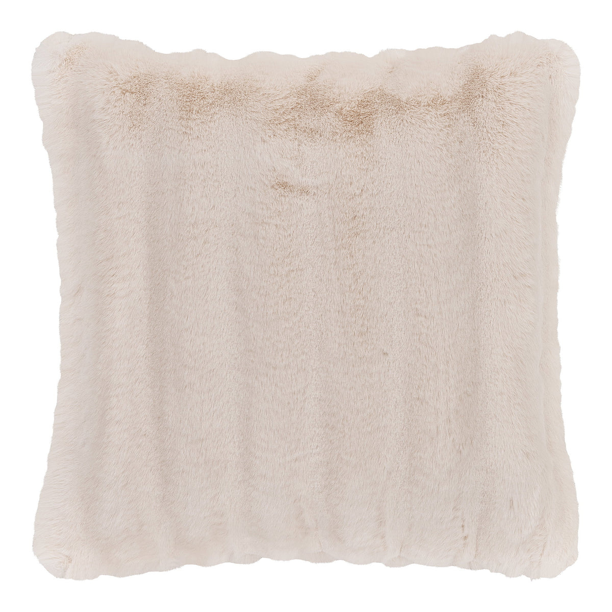 Coussin Galena Fausse fourrure blanc ivoire vu de face cannelures verticales