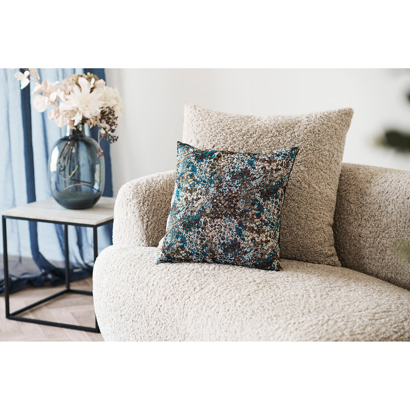 Dimensions Blossom Cushion – Blue & Brown Jacquard – 45 x 45 cm