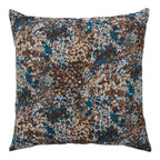 Coussin Blossom jacquard bleu brun motif floral oriental 45x45 cm vue de face