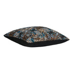 Coussin Blossom jacquard bleu brun dos noir vue de profil épaisseur polyester