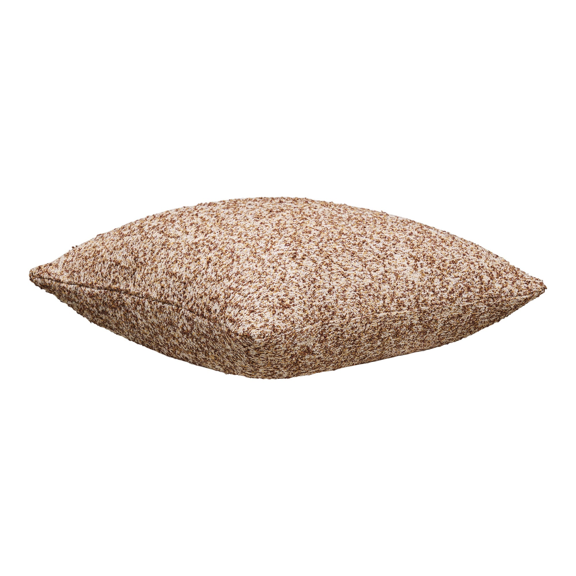 Coussin Lamu bouclé chiné brun et beige vue de face