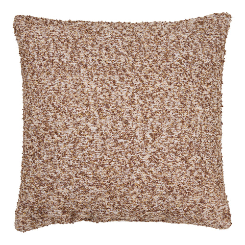 Coussin Lamu bouclé chiné brun et beige 45 x 45 cm
