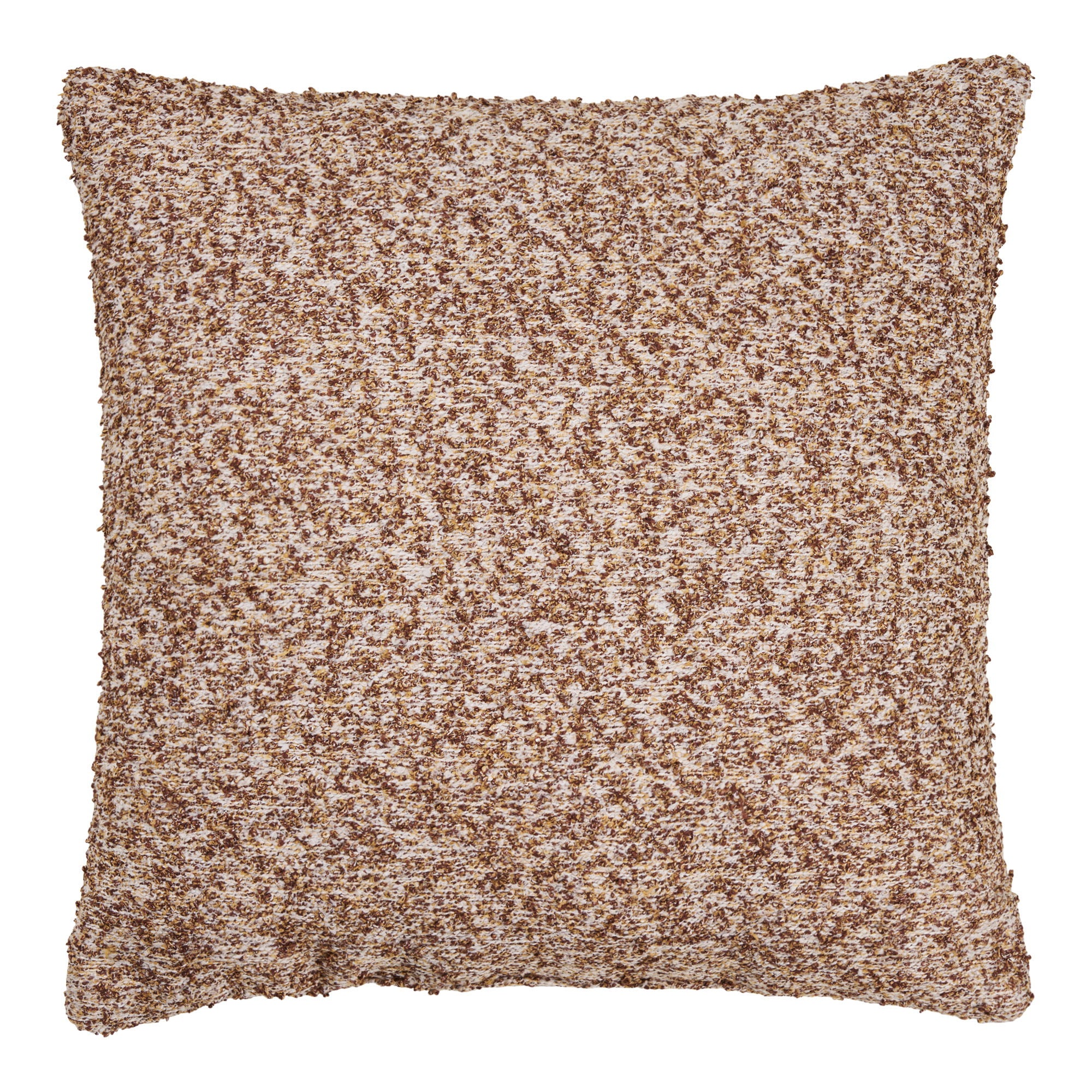 Coussin Lamu bouclé chiné brun et beige