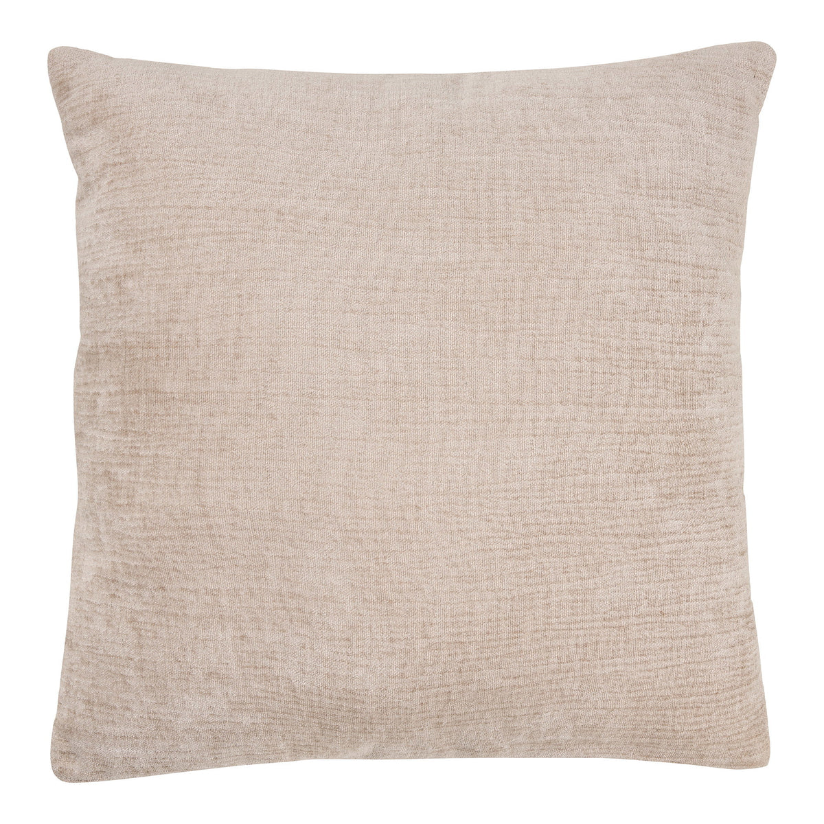 Coussin Leros velours côtelé beige vu de face sur fond blanc