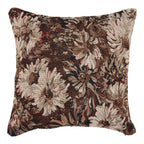 Coussin Nadi velours fleuri brun