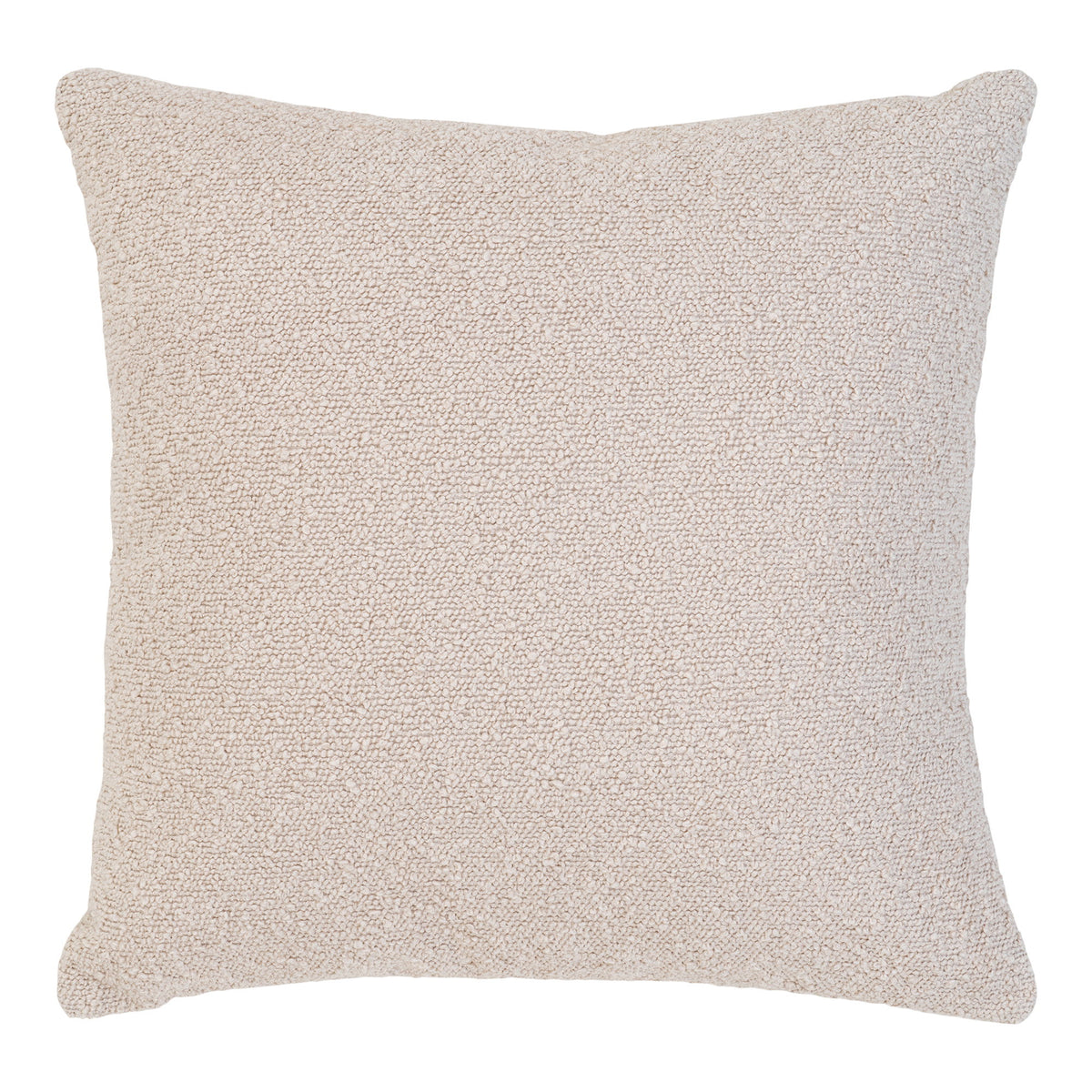 Coussin Savannah bouclé beige vu de face texture à petites boucles serrées